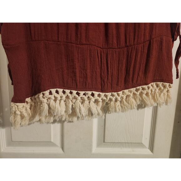 KORI AMERICA boho V-neck mini shift dress, S - Picture 4 of 7